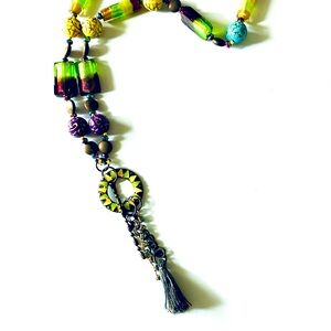 Handmade Purple Gold Blue Festival Necklace